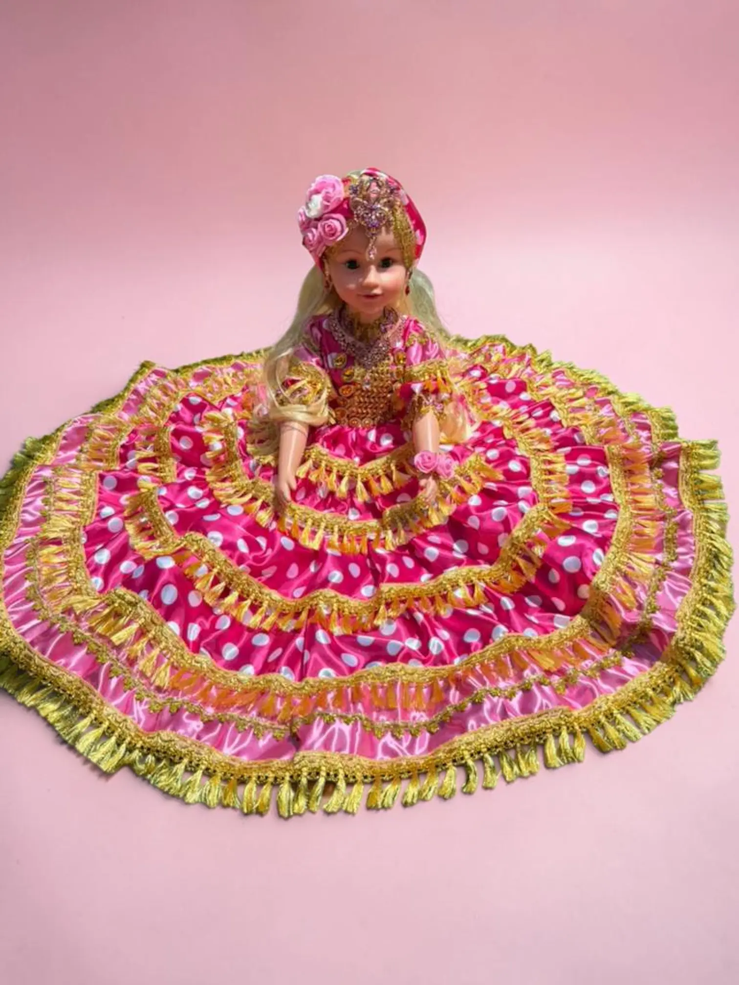 Pink Spiritual Doll / Muñeca Gitana Obba 26" Santeria Orisha Style Doll for Altar Decor, Prayer, Rituals & Spiritual Display