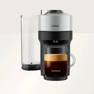 Vertuo Pop+ Deluxe Silver Compact Modern Stainless Steel Filter Coffee & Espresso Combination Machine - The Smallest Vertuo Coffee Machine Ever