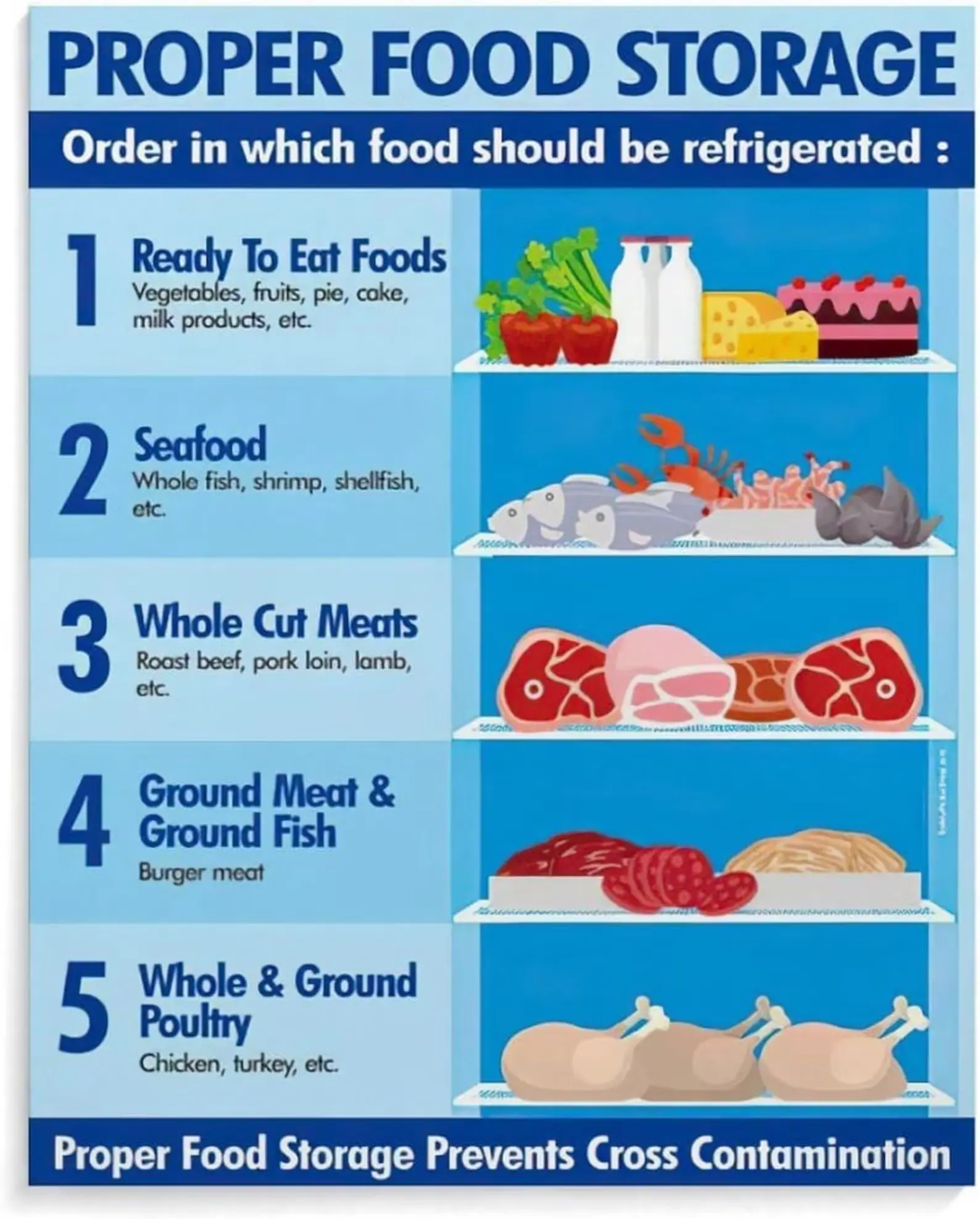 [Up to 65% Off][Free Shipping][No Frame] 200gr Refrigerator Food Safety Guide Paper Print Poster, Kitchen Wall Decor, Anime-Themed Home Supplies for Kid Room, Kitchen Wall Decoration