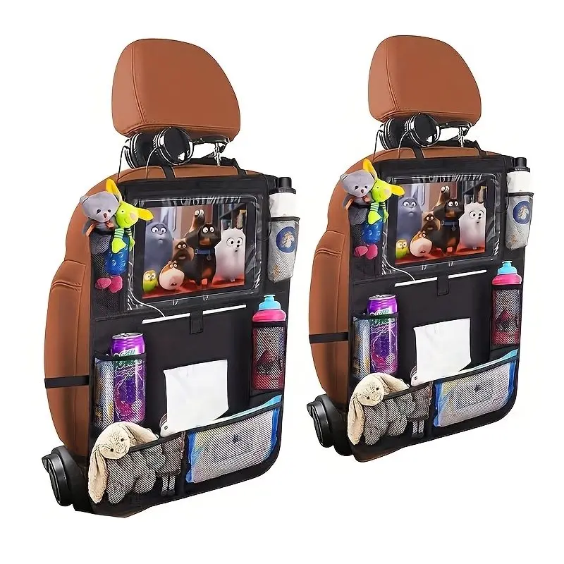 Rear Seat Storage Bag with Footrest, Tablet Pocket, Hand Support - Car Interior Accessory, Pet-Friendly Travel Gear, Father’s Day Gift That Reduces Hand Fatigue