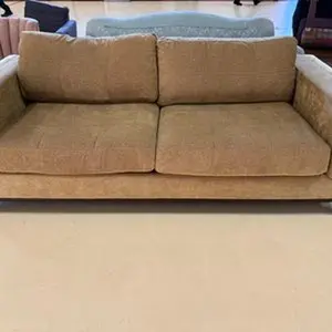 Modern Two-Seater Sofa in Tan Fabric