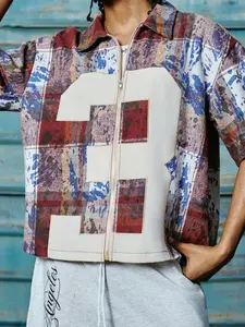 This retro plaid short-sleeved zip-up shirt, Casual Stylish Menswear, is for young men, its street style, distressed retro plaid pattern, and simple yet fashionable design blend modern and vintage elements, making it a gift for friends