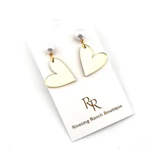 Riveting Ranch Boutique Heart Earrings Gold Mirror Acrylic Dangle Earrings for Women Fashion Jewelry