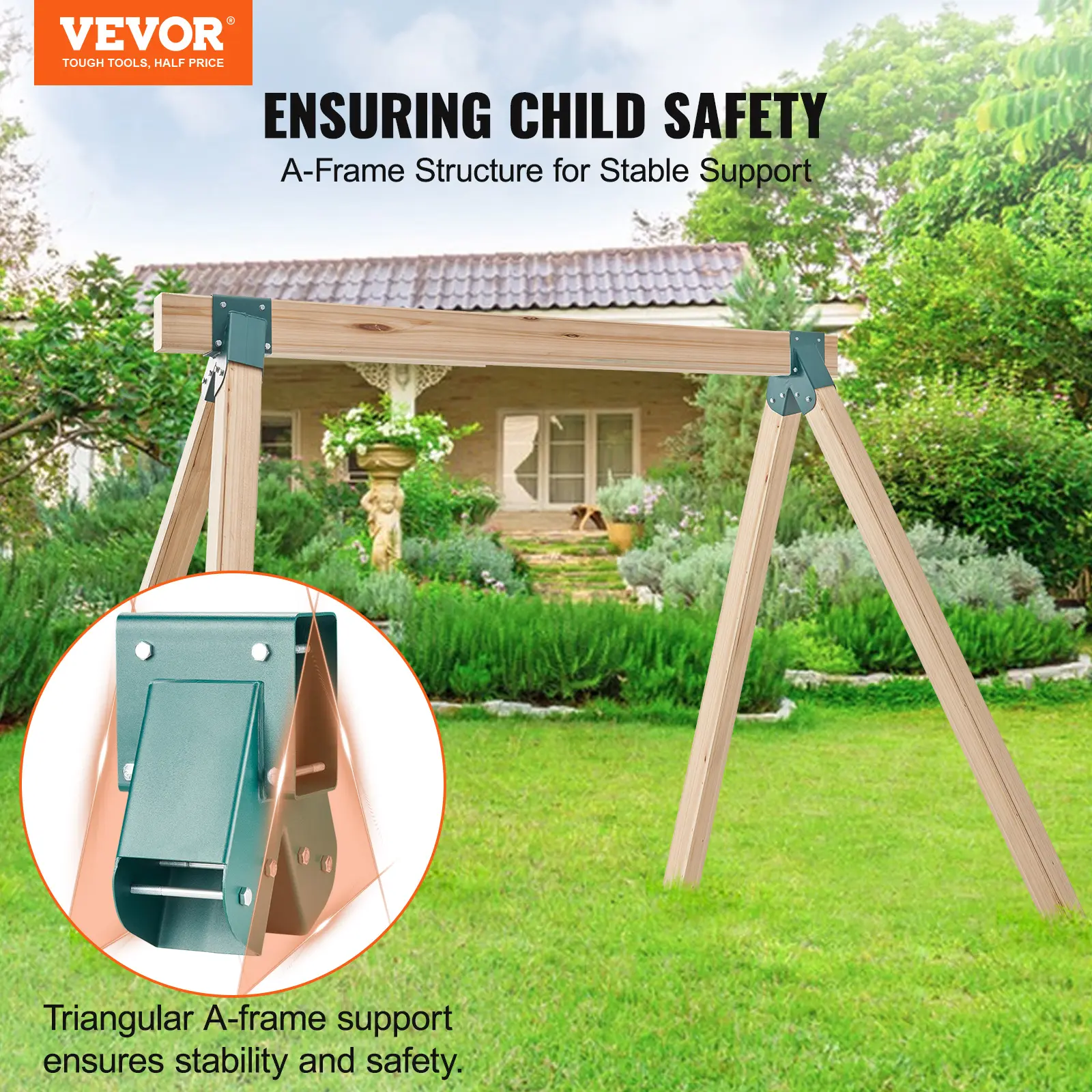 【summerfinds】VEVOR A-Frame Middle Swing Set Brackets, Heavy Duty Carbon Steel Swing Set Hardware with Mounting Hardware, DIY Swing Set Bracket Swing Set Kit for 4x4 Legs & 4x6 Beam, Green (2 Pcs)