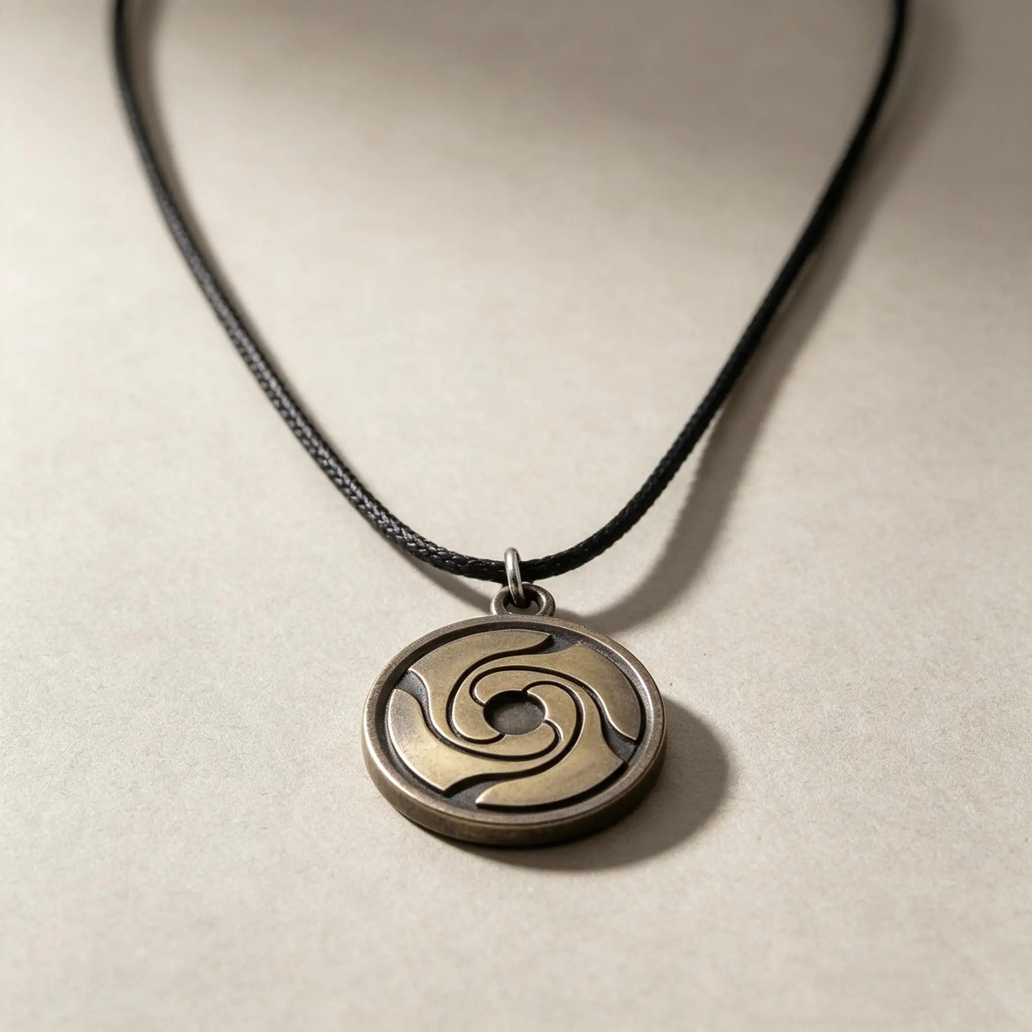 Jujutsu Kaisen JJK Shield Symbol Pendant Necklace, Retro Metal Anime Charm Necklace with Black Cord for Men Women Casual Wear
