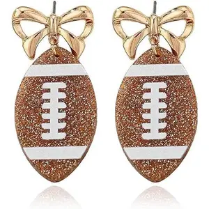 ChicBloom B Baseball Earrings for Women Acrylic Bow Dangle Earrings Baseball Mom Accessories Essentials Game Day Outfits Sports Fan Jewelry Gifts
