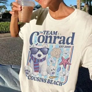 Team Conrad Junior Mint Bear Shirt, Cousins Beach Sweatshirt, Summer Beach Tee, Team Conrad Cousins Beach Shirt, TSITP Inspired Hoodie