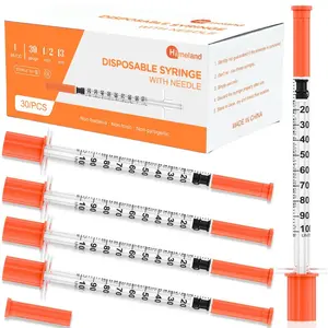 U-100 1ml/cc Disposable Insulin Syringe with 30G 1/2" (13mm) Needle| 30 Pack Individually Wrapped| Lab Supplies