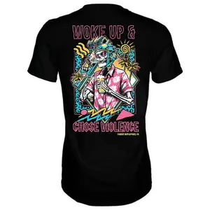 WOKE UP & CHOSE VIOLENCE Menswear 's T-Shirt Streetwear Tropical Crewneck Shortsleeve Operator men's graphic tees men's vintage tees