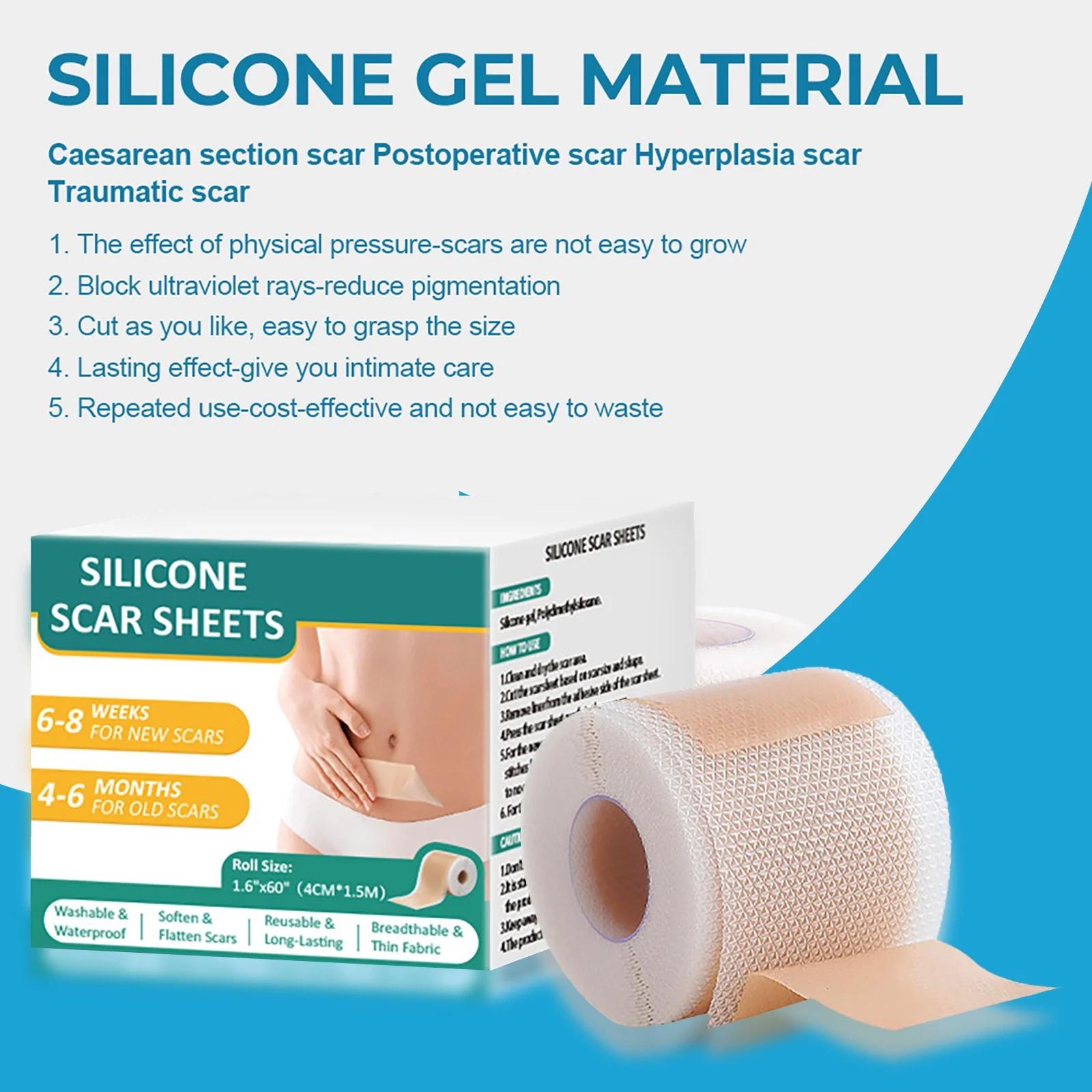 Silicone Scar Sheets, Silicone Scar Tape(1.6”x 60” Roll-1.5M), Silicone Scar Strips, Waterproof Silicone Strips, Patches for Scar Healing and Removal Scar Removal Sheets for Surgical Scars, Keloid, C-Section, Burn et