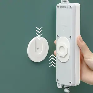 2 Sets No-Hole Power Strip Holder Wall Mount, 22lb Load Capacity, Easy Installation for Desk, WiFi Router, Remote Control, Paper Towel Box - Contemporary White Plastic Design, Paper Towel Holder | Minimalist Decor | Durable Wall Fixture, Utility Hooks