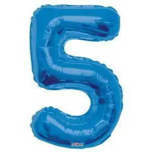 Number 5 Blue Foil Balloon 34" in each. 19667-34
