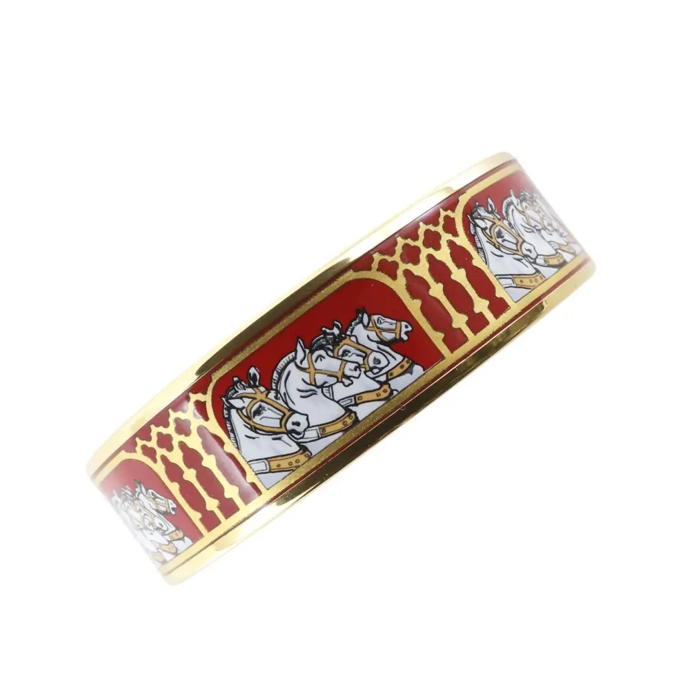 Pre-owned HERMÈS Brass Small Leather Goods Email GM Cloisonné Bangle