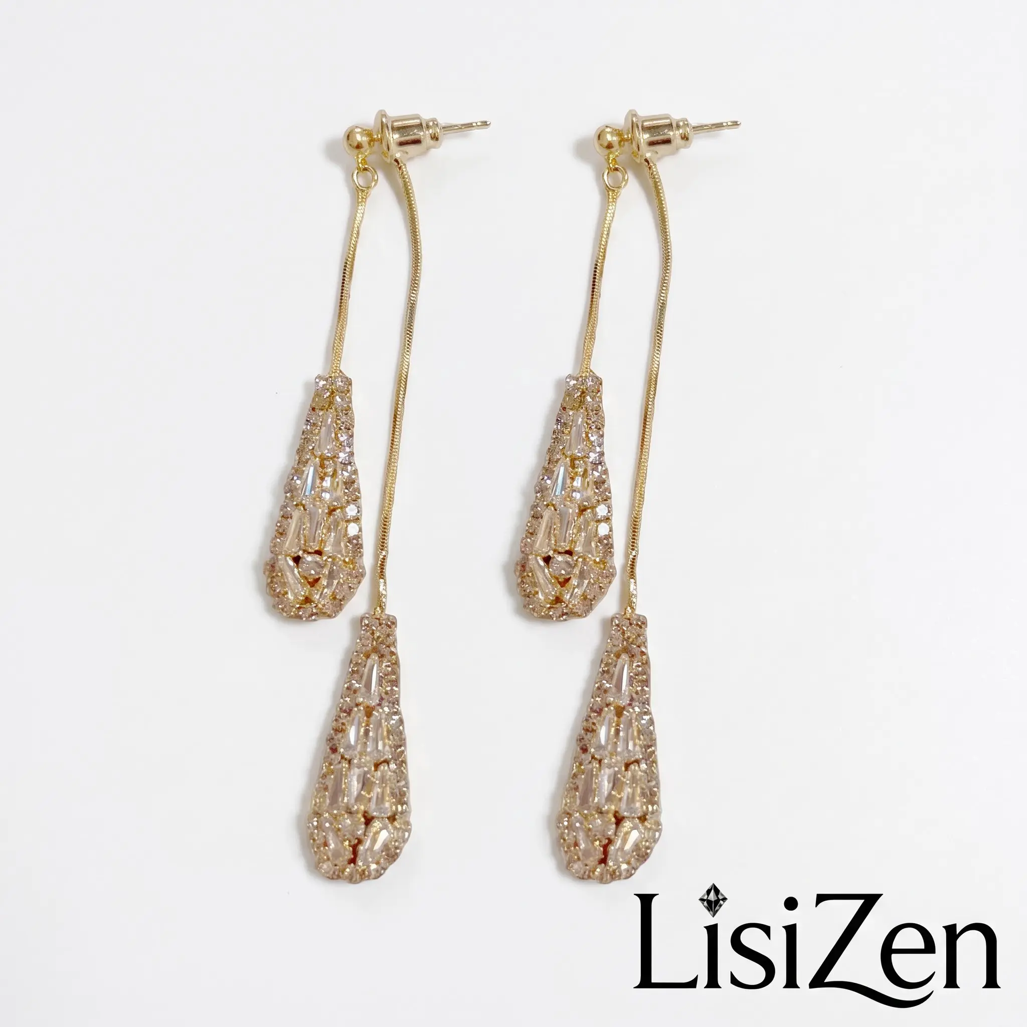 LisiZen Exquisite Fashion Zircon Two-Way Wear Waterdrop Tassel Earrings for Women, Stylish Versatile Premium Shiny Face-Slimming Dangle Earrings DZEH6733/DZEH6814,sohochic