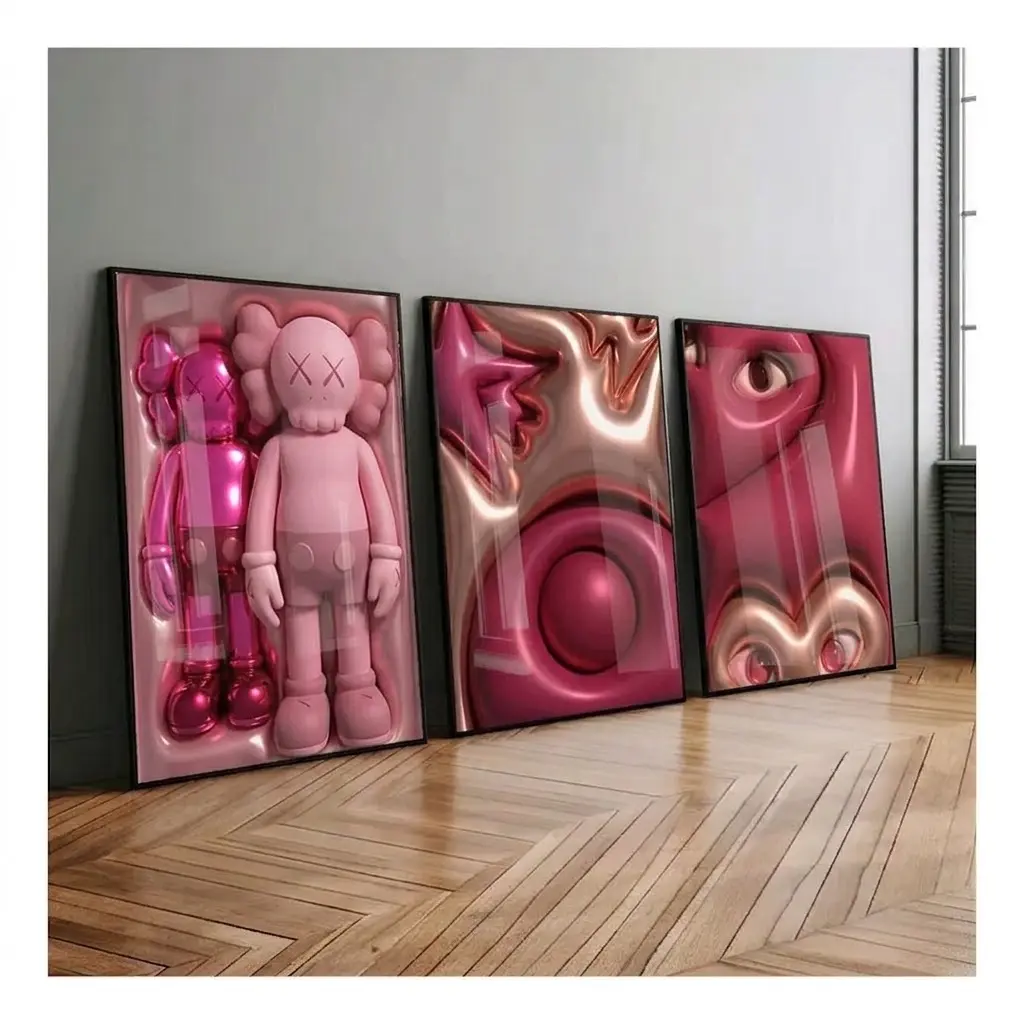 Hyebeast Set Of 3 Room Decor, Hypebast kaws Poster, Cool Wall Art Set, 3D Wall Art, HypeBeast Wall Art, Trendy Wall Art, digital download.