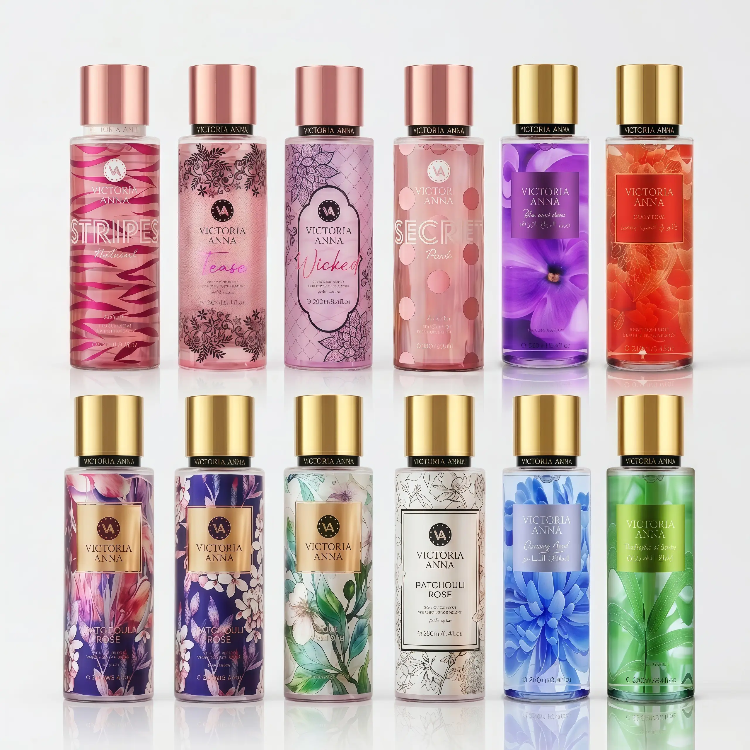 Victoria Anna 8-Flavor Bright Fruity Floral Hair & Body Mist - 8.4 fl oz (250ml) Natural Enchanting Fragrance, Women's Daily Wear Perfume with Elegant Floral & Fruit Scents, Ideal for Dating, Gifting, Elegant Floral Scents