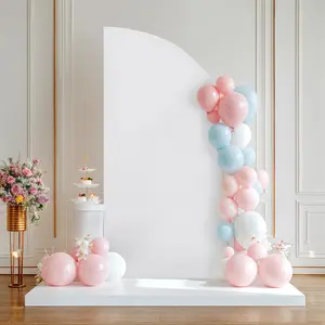 Half Moon Stretchy Arch Backdrop Cover, Spandex Fitted Double Sided Half Top, for Birthday Party, Baby Shower & Graduation Decorations