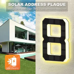 Solar Powered Door Number Light, No Wiring Needed, Waterproof Outdoor Address Sign, Modern Home Garden Wall Decor Lighting