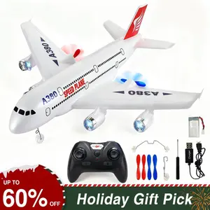 Toy Airplane Airbus A380 Metal Model with Plastic Parts Remote Control Durable Alloy LED Lights for Kids Over 3 Years Old RC Airplane Toy BlackFriday