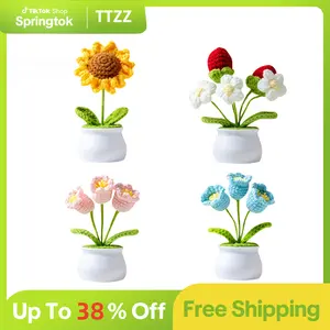 Handmade Crochet Bouquet in Pot - Forever Floral Decor for Gifts and Home Accents