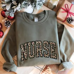 Embroidred Leopard Nurse Sweatshirt, Nursing School Hoodie, Registered Nurse Sweatshirt, Leopard Nurse Shirts, Gift for Nurse