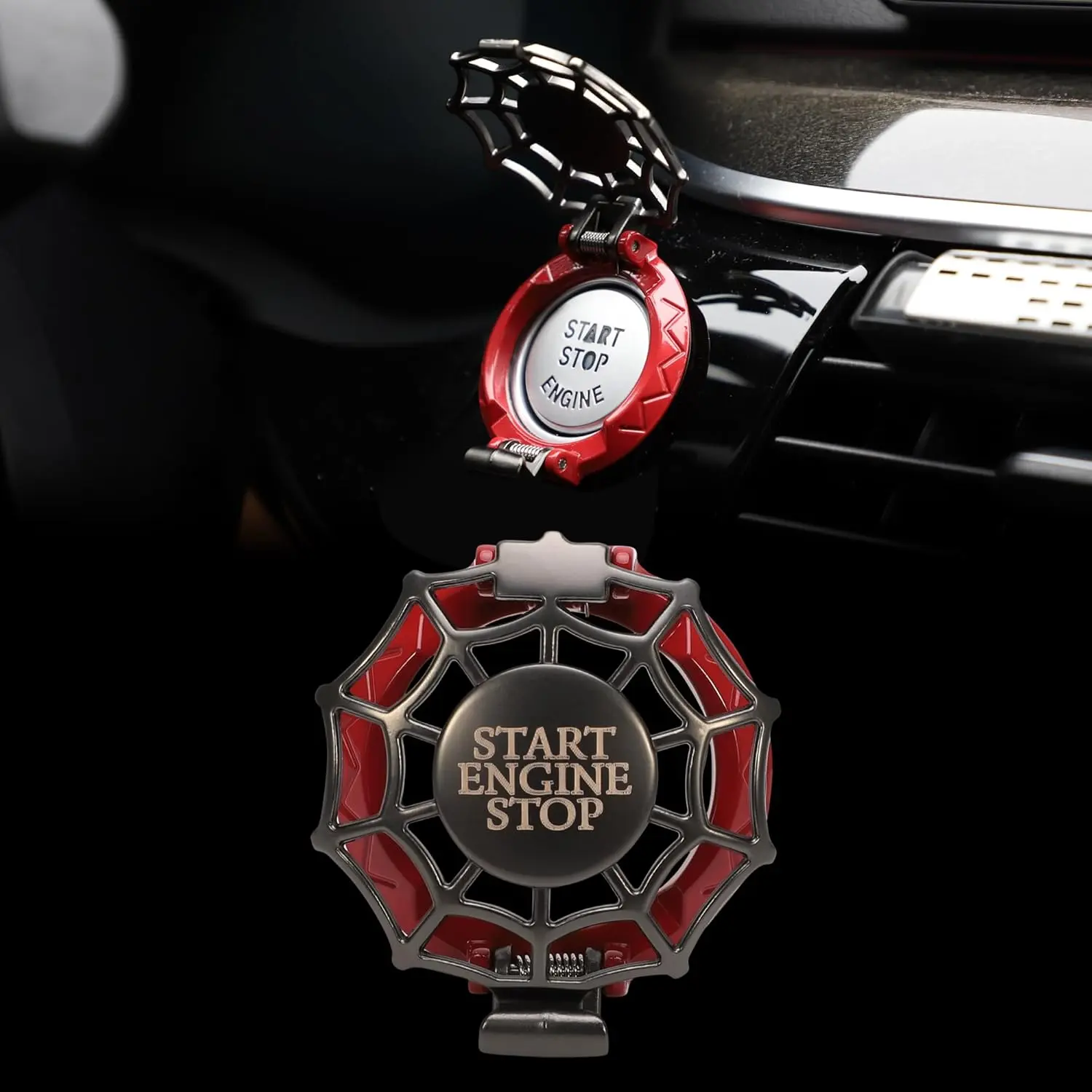 Car Push Start Button Cover Universal for Car Motorcycle Press Engine Start Stop Button Trim Anti-Scratch Engine Ignition Ring Protective Cover Universal for Car Accessories (Red)