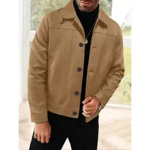 Men's fashionable short jacket, autumn and winter wool blend jacket, casual fit design, perfect gift for friends, husbands and boyfriends