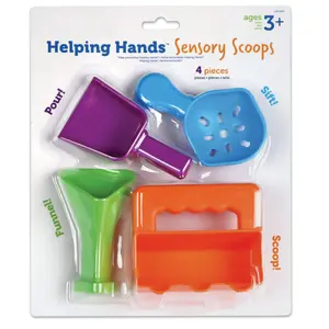 Helping Hands Sensory Scoops, 4 Pieces, Ages 3+, fine Motor Skills Toys for Children, Kids bin, Tool Set