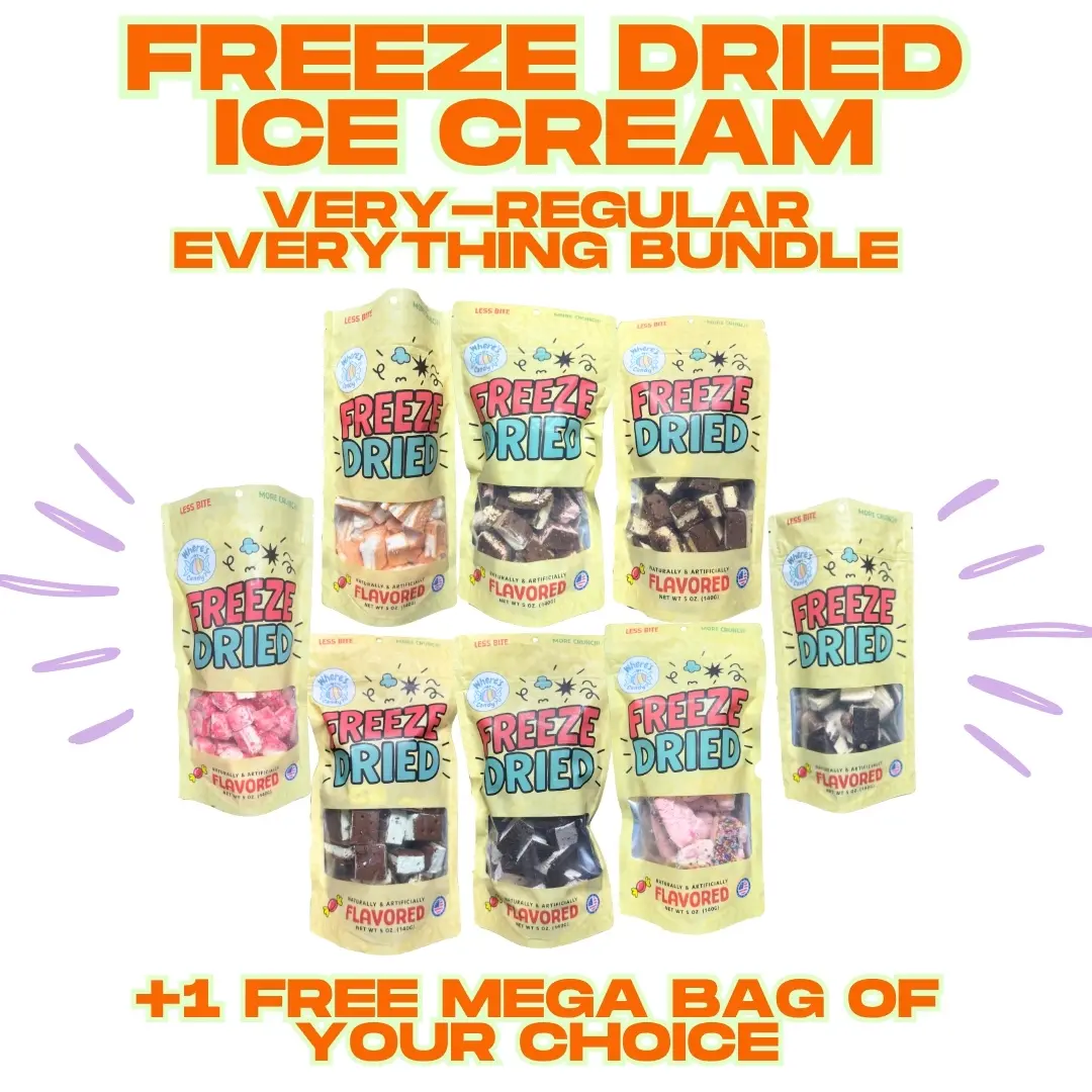 THE VERY-REGULAR EVERYTHING VARIETY BUNDLE - FREEZE DRIED ICE CREAM - 9 Regular Size Bags - CHOOSE One Free BAG