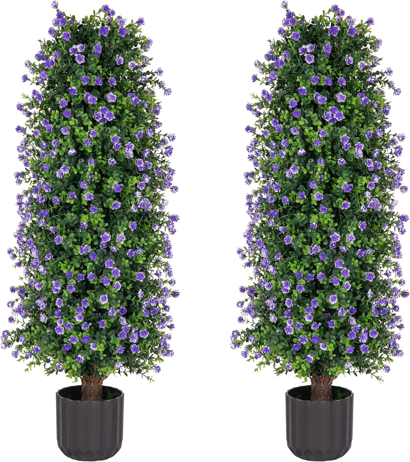#DealsForYouDays 2 Packs Artificial Rose Tree 3FT- Fake Floral Plant Tree in Pot- Decorative Topiary Plant - Cement Filled Potted Faux Flower Plant for Home Office Porch Decor Indoor Outdoor