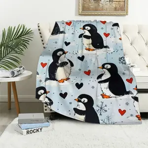 Animal Penguin Blanket Ultra Soft Cute Penguins Flannel Fleece Throw Blankets Lightweight Microfiber Fun Art Kids Adult Bedding for Gifts TravelFather's Day Thanksgiving Halloween Valentine's Day Holiday Gifts summerwins