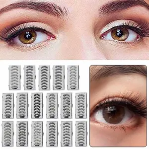 2 Pairs 8 Pieces 3D Natural False Eyelashes, Quantum Magnetic False Eyelashes, Five Magnets No Glue Reusable DIY False Eyelashes Makeup