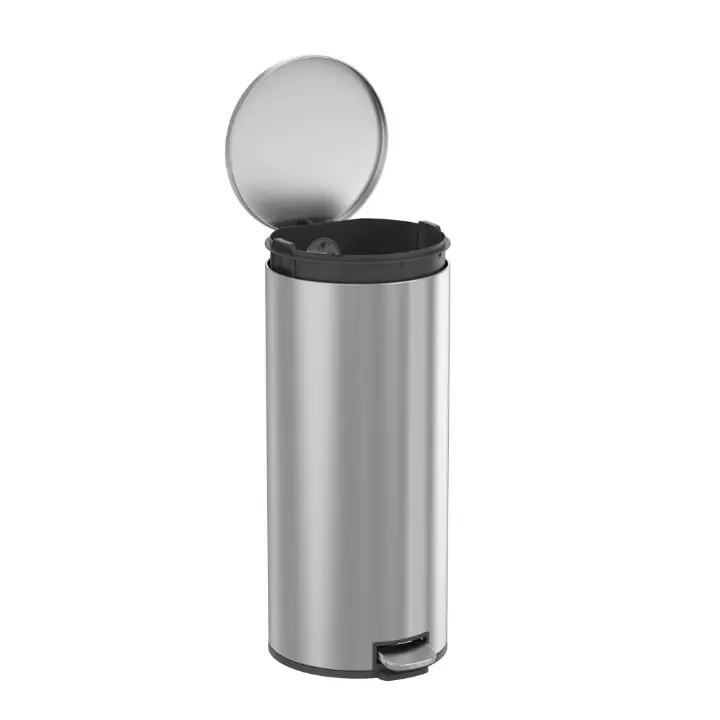 Better Homes & Gardens Kitchen Trash Can, 7.9 Gallon Stainless Steel Round Step Garbage Bin with Soft Close Lid, Silver, round trash can, silver trash can, odor control trash can