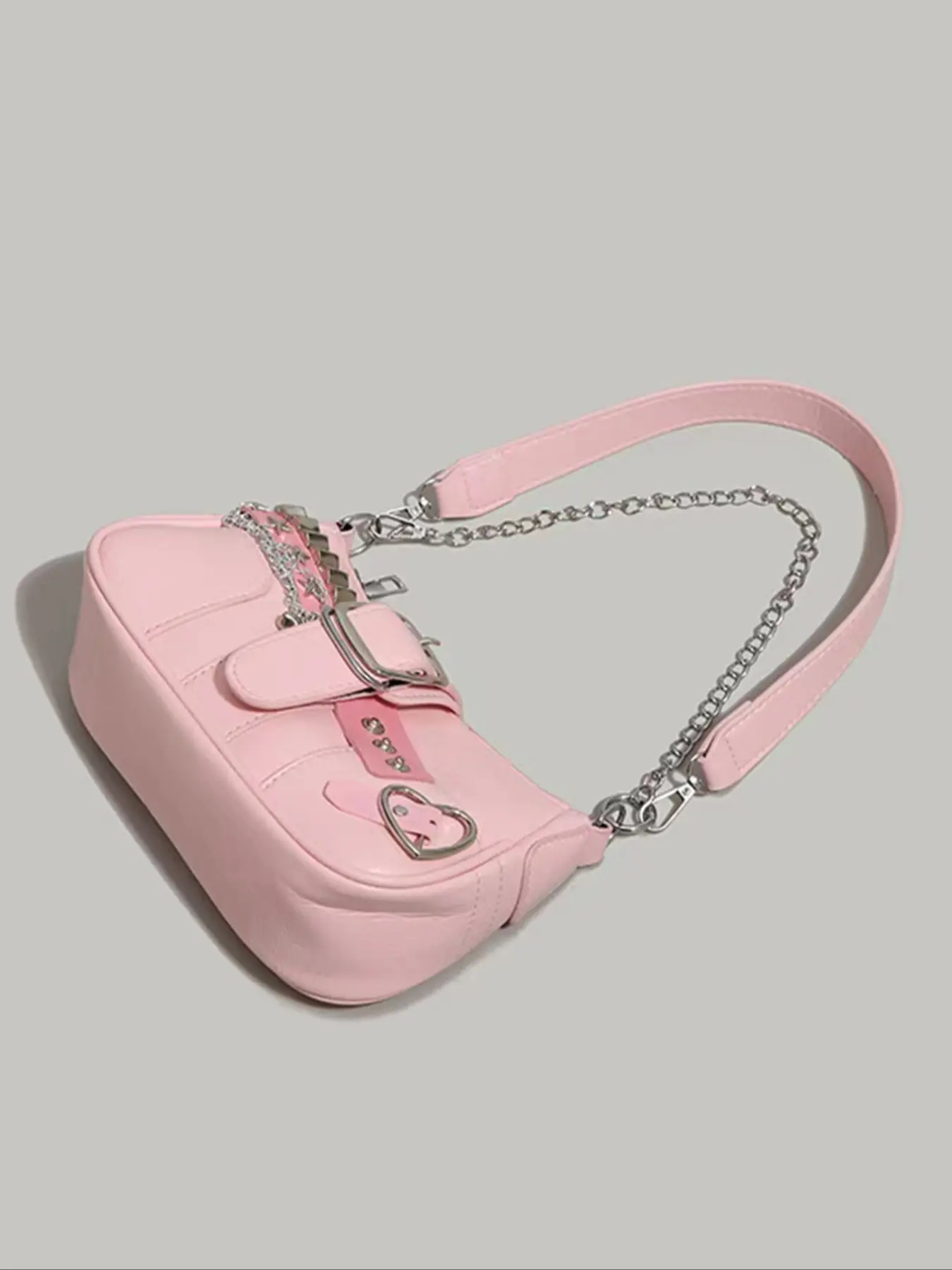 Vintage Y2K Women's Bag, Punk Style Colorblock Star Chain Small