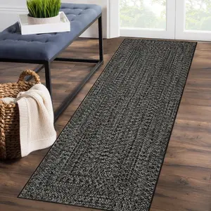 GARVEE Runner Rug 2x8 Washable Rug Non Slip Printed Braided Hallway Runner Carpet Solid Printed Weaving Low Pile Floor Cover for Kitchen Laundry Room Entryway, Gray Brown/ 2'×8'