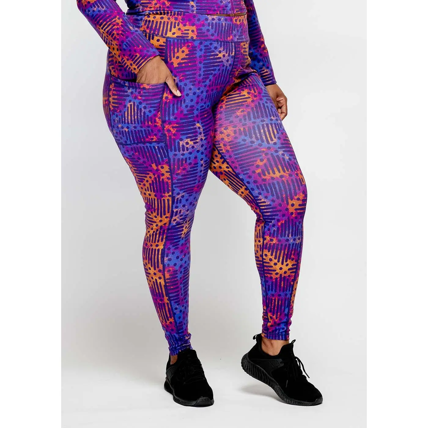 Sise Women's African Print Leggings (Violet Adire) - Clearance