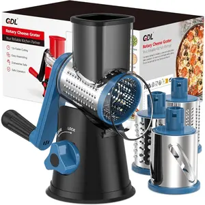 Cheese Grater Rotary, Rotary Grater For Kitchen, Kitchen Vegetable Slicer With 3 Drum Blades, Fast Cutting Cheese Shredder For Vegetables,Nuts