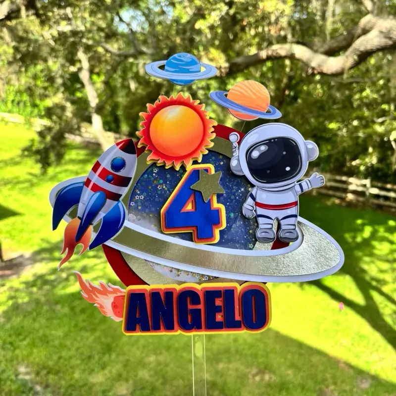 Custom Astronaut Cake Topper | Out of This World Birthday Decor