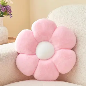 Pink Flower Pillow, Soft Flower Shaped Throw Pillows with Faux   for Home Decorative,Cute Flower Throw Pillow Cushion for Bed Sofa Couch (Small - 15.7 Inch)