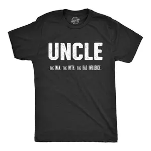 Mens Uncle The Man The Myth The Bad Influence T shirt Funny Sarcastic Family Tee Mens Funny T Shirts Cool Vintage Fashion T-Shirt Gift Classic Menswear Sarcastic Apparel for Men Funny Uncle Short Sleeve Novelty Black -
