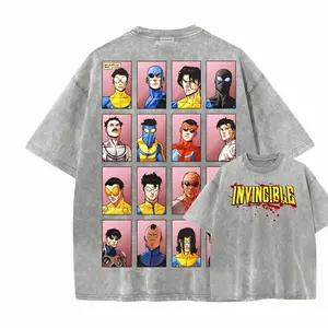 Invincible T-Shirt Mark Grayson Multiverse Variants Graphic Tee, Acid Wash Vintage Oversized Shirt, Omni-Man Son Anime Merchandise for Men Women
