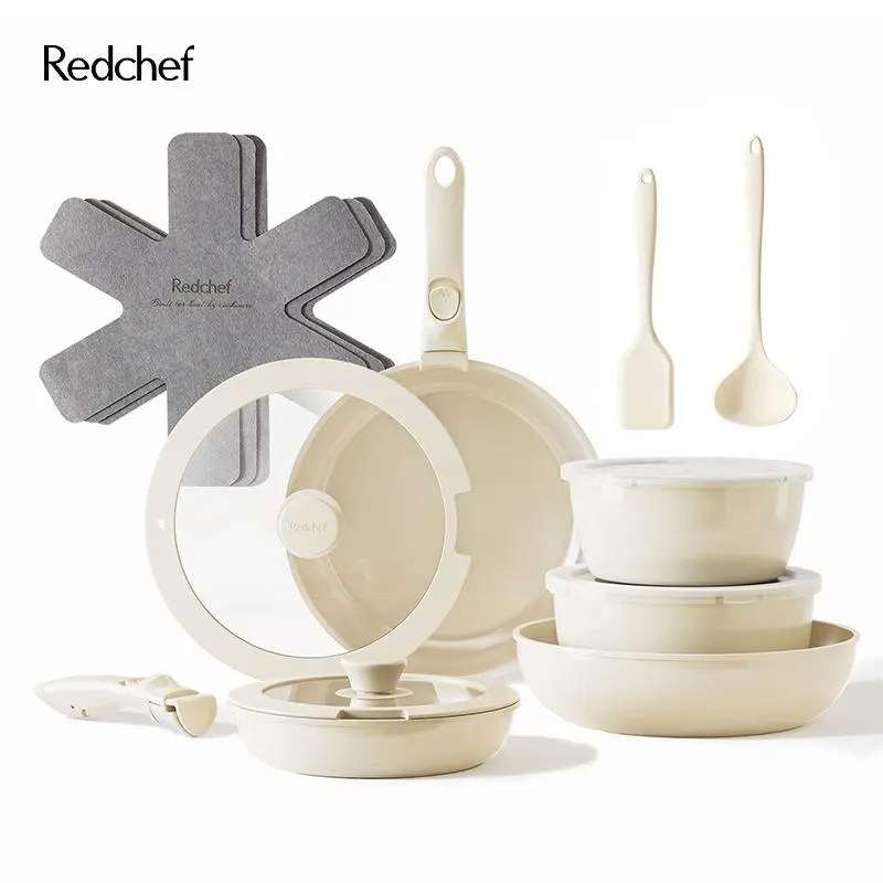 Ceramic Pots and Pans Set Non Stick, Nonstick Kitchen Cookware Sets (16pcs Genio Collection) white removable & washable multicoloured heat resistant cookware
