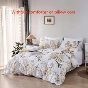 Tropical Palm Leaf Print Bedding Set, 1 Count Decorative Duvet Cover & Pillowcase without Filler, Soft Comfortable Bedding Set for Home Bedroom, Duvet Cover Sets