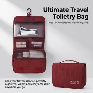 Hanging Toiletry Bag - 1 Count Large Capacity Waterproof Portable Organizer, Multifunctional Versatile Storage Bag for Travel, Home, Travel Essentials Luggage Accessory