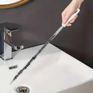 Plumbing Drain Cleaner Tool, Drain Auger, 56.49cm Hair Clog Prevention Shower Pipe Cleaning Device, Kitchen & Bathroom Tub Plunger, Soft Metal & Plastic
