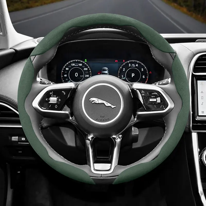 Winter Suede Anti-slip Ultra-thin Steering Wheel Cover for Jaguar Segmented Steering Wheel Accessory, Universal for All Seasons, Black, Green, Red, Orange Suitable for Xf X250 Xe E Pace F Xj I Ev400 S Type X351 Svr XFL FTYPE Project 7 Cars XK C X16 SV XKR