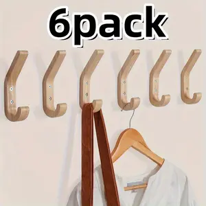 6Pcs/Set Wooden Coat Hooks Wall Hooks,Vintage Wood Wall Hooks Organizer,Heavy Duty Wall Mounted Hooks for Hanging Coats,Key,Cap,Cap,Halloween Christmas Party Gifts,Hand Tools Kits