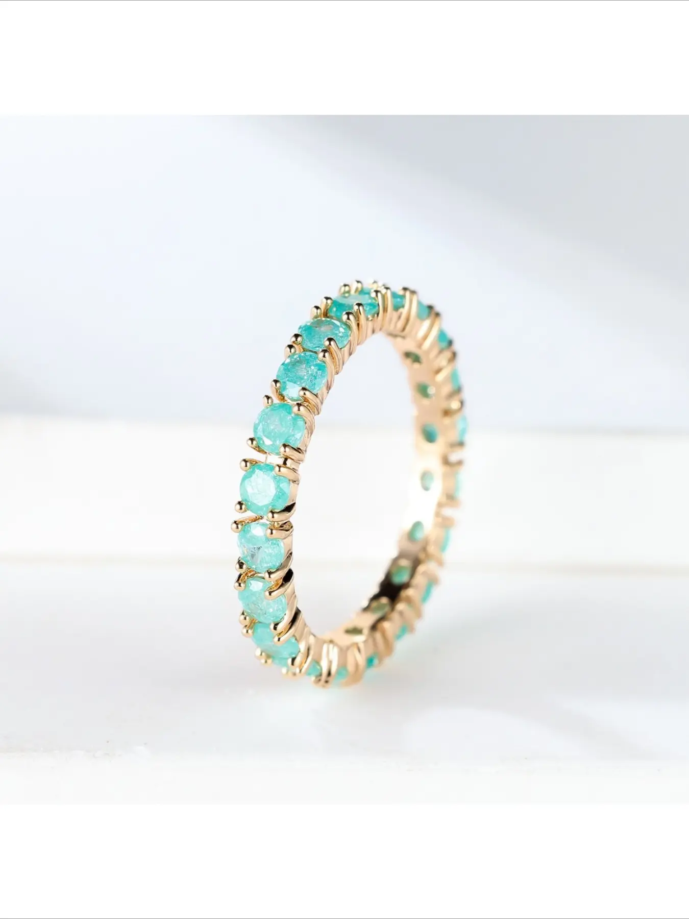 New Hot Selling French Vintage Champagne Gold Ice Flower Iced Out Zircon Full Diamond Band Ring for Women Daily Wear Party Dating Accessory Holiday Gift Jewelry