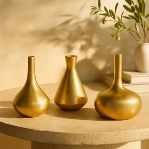 CosmoLiving by Cosmopolitan Set of 3 Aluminum Metal Decorative Vase with Varying Shapes