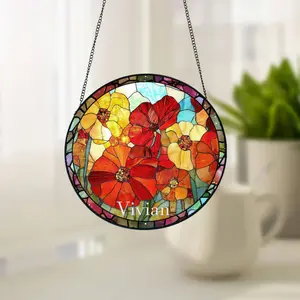 Wildflowers Stained Glass Suncatcher – Colorful Floral Glass Art | Handmade Botanical Window Decor | Unique Stained Glass Set Gift